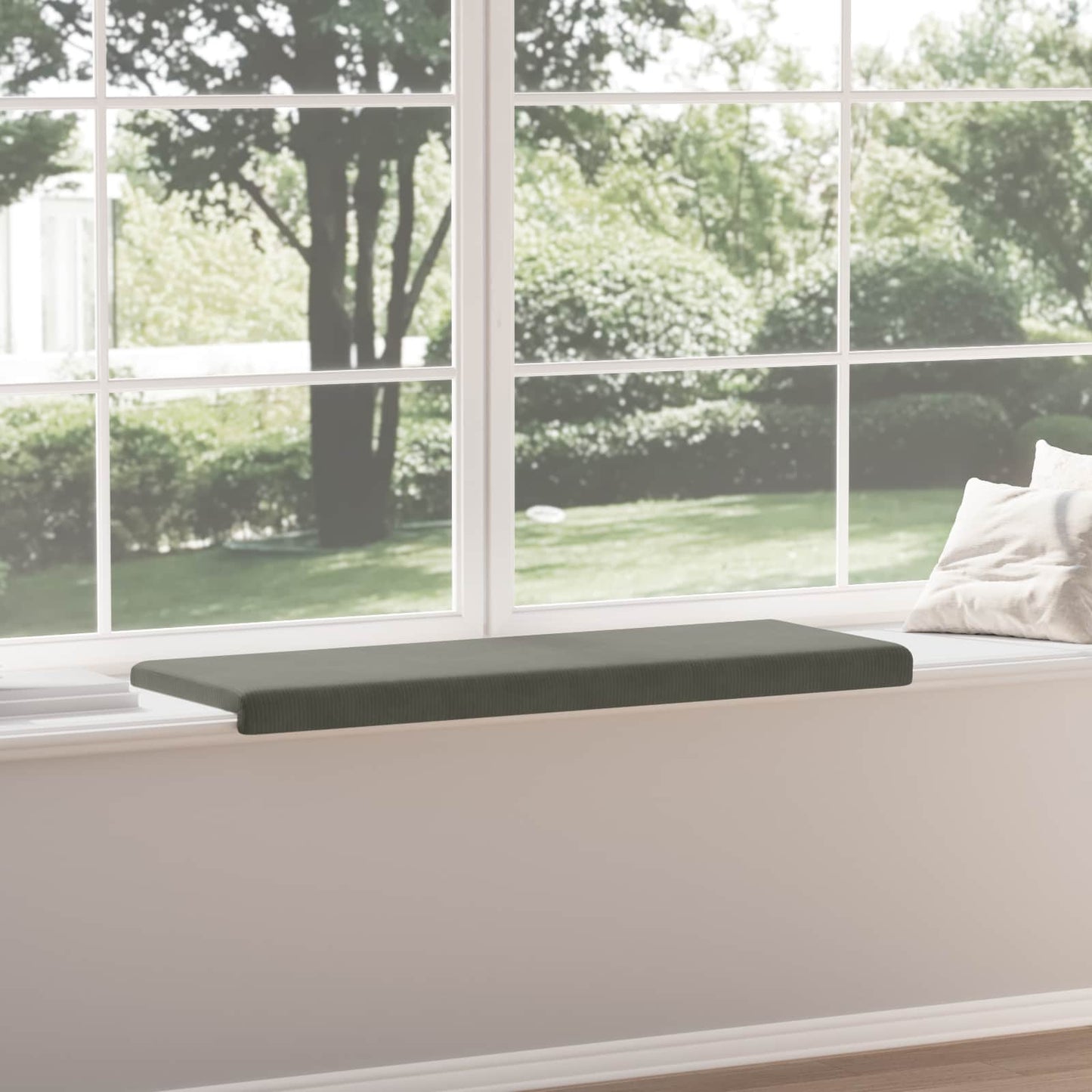 Bench Cushion Corduroy Light Grey Depth 35 cm