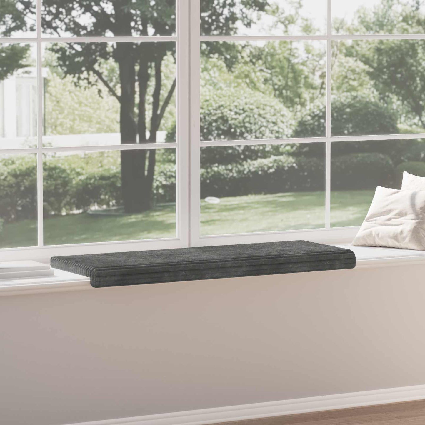 Bench Cushion Plush Corduroy Light Grey Depth 35 cm