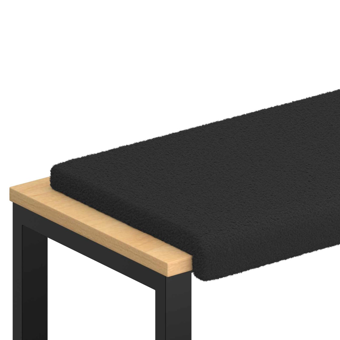 Bench Cushion Sherpa Fabric Black Depth 35 cm