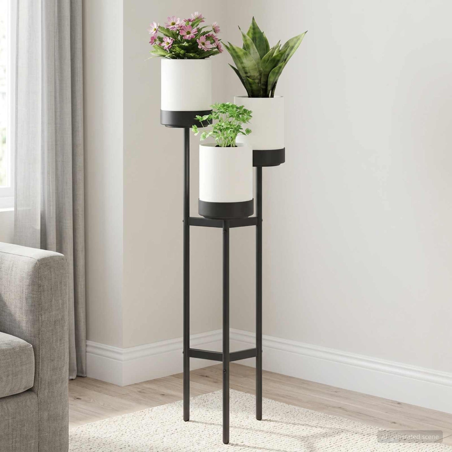 Flower Stand White 42 x 39.5 x 125 cm PP and Steel