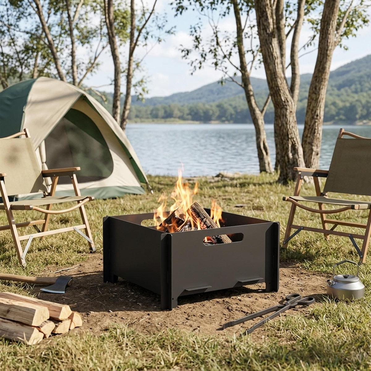 Fire Pit Black 40 x 40 x 20 cm Steel