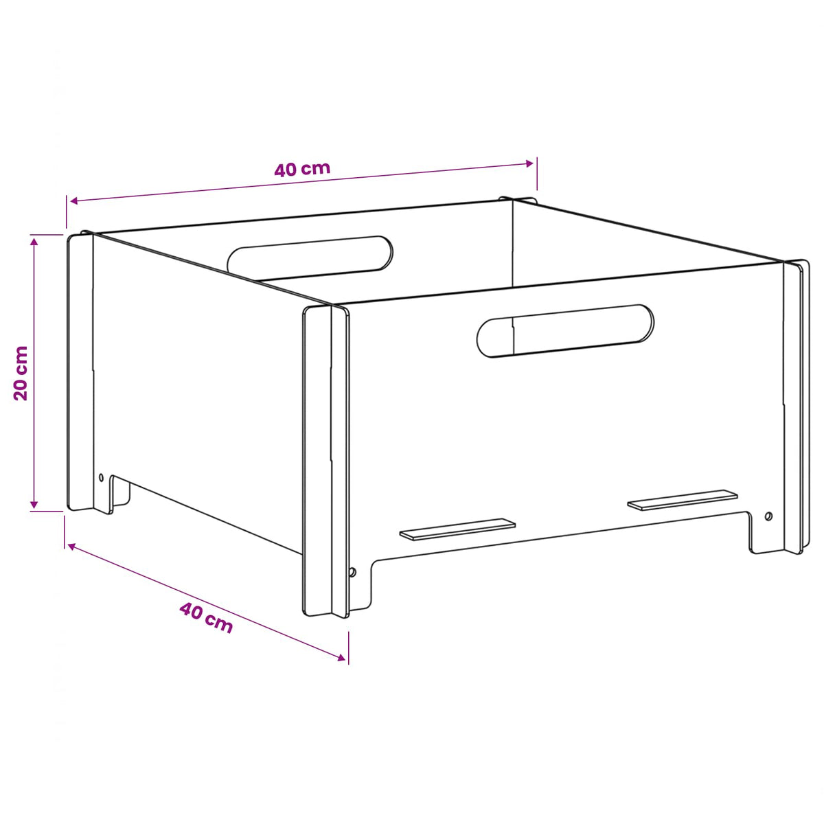 Fire Pit Black 40 x 40 x 20 cm Steel