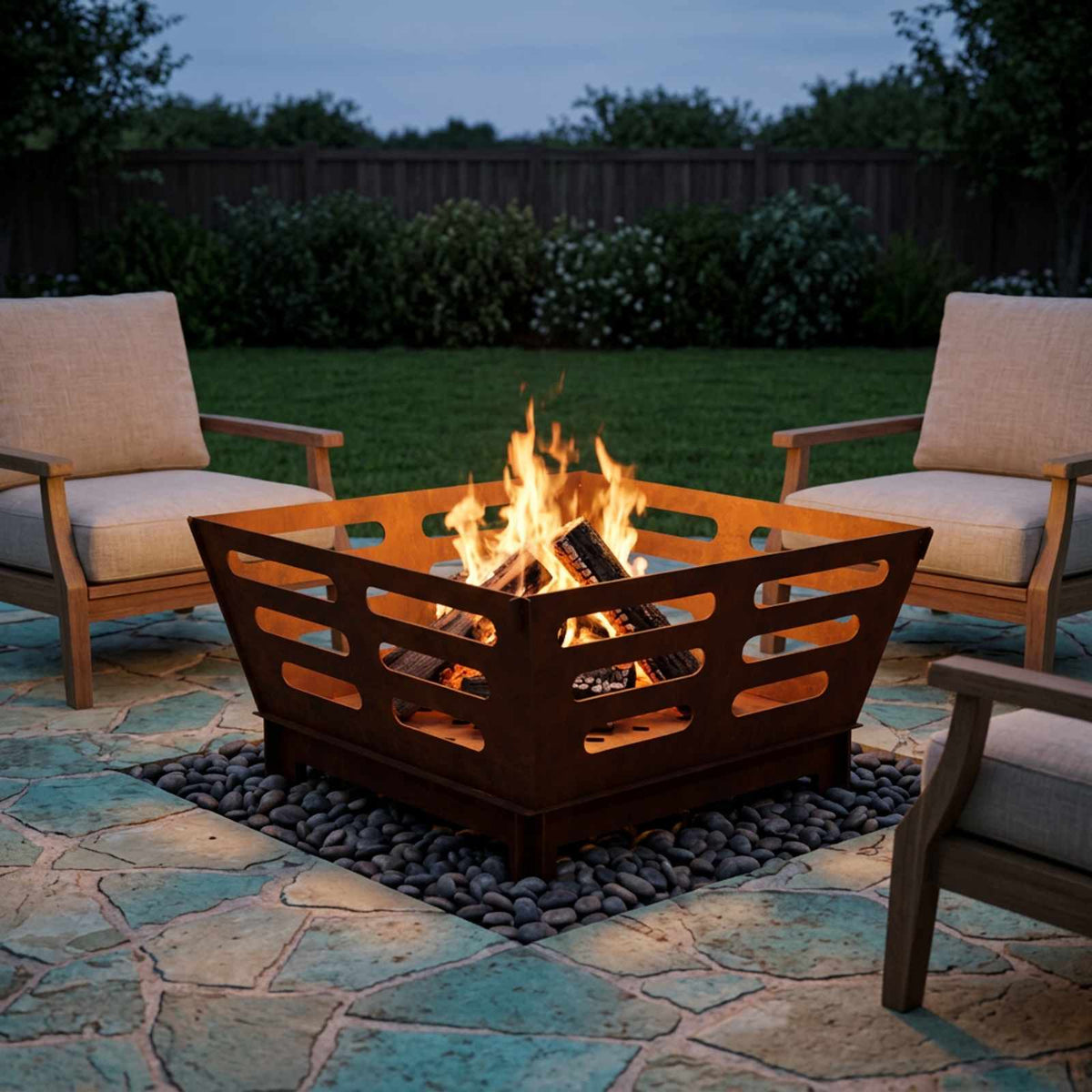 Fire Pit Rusty 40 x 40 x 20 cm Weathering Steel