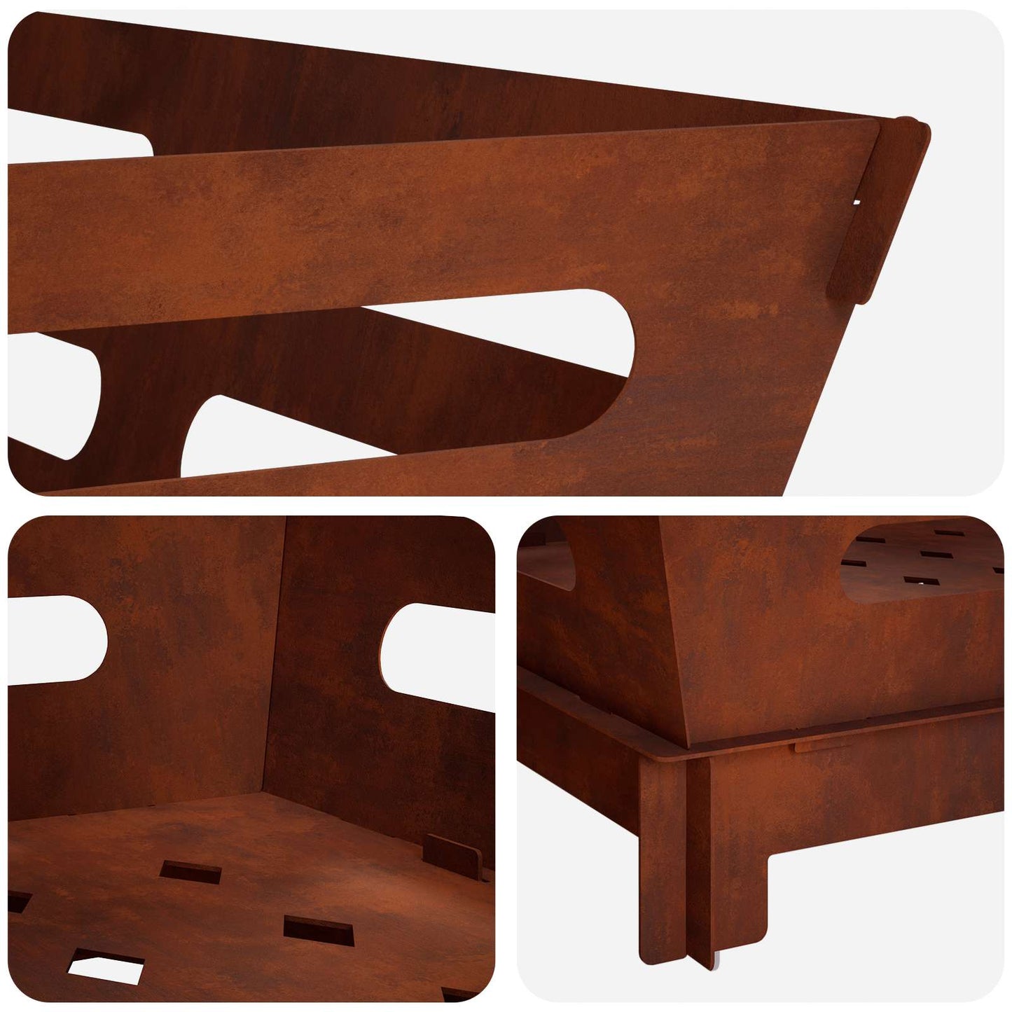 Fire Pit Rusty 40 x 40 x 20 cm Weathering Steel