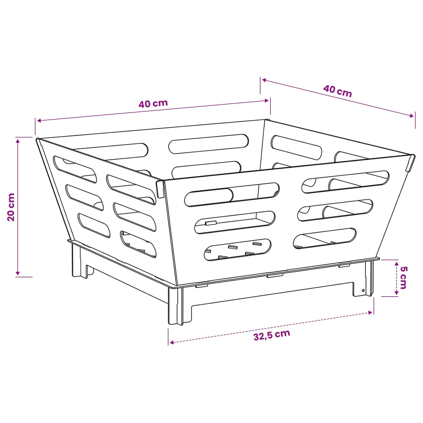 Fire Pit Rusty 40 x 40 x 20 cm Weathering Steel
