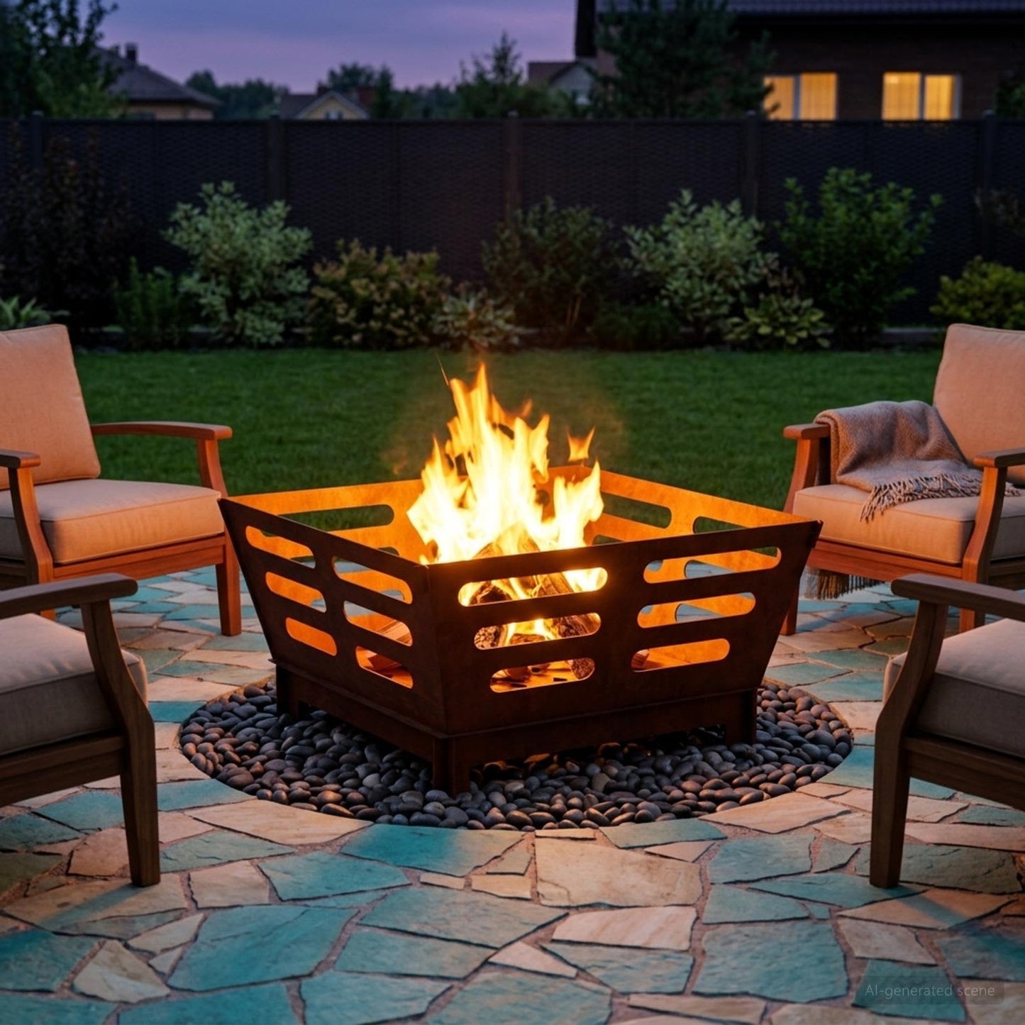 Fire Pit Rusty 60 x 60 x 30 cm Weathering Steel