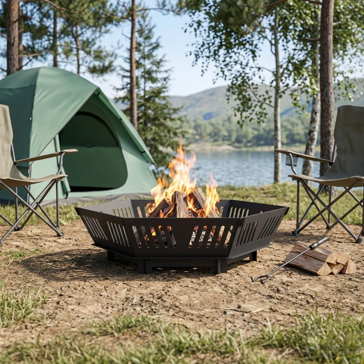 Fire Pit Black 60 x 60 x 18 cm Steel
