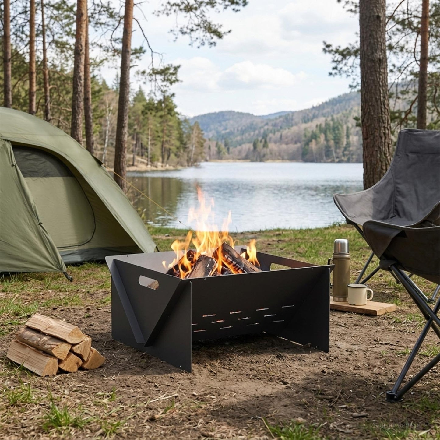 Fire Pit Black 40 x 40 x 20 cm Steel