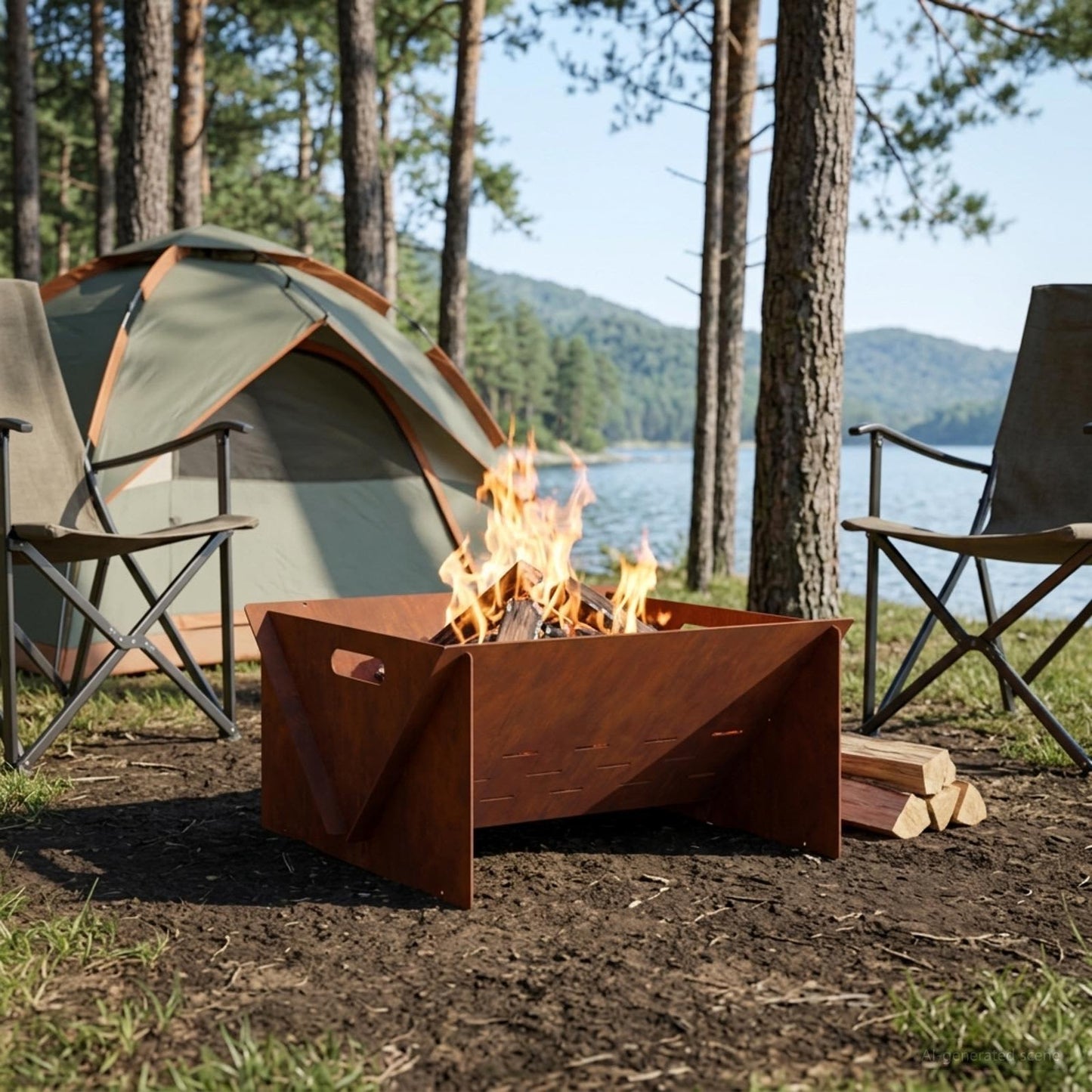 Fire Pit Rusty 40 x 40 x 20 cm Weathering Steel