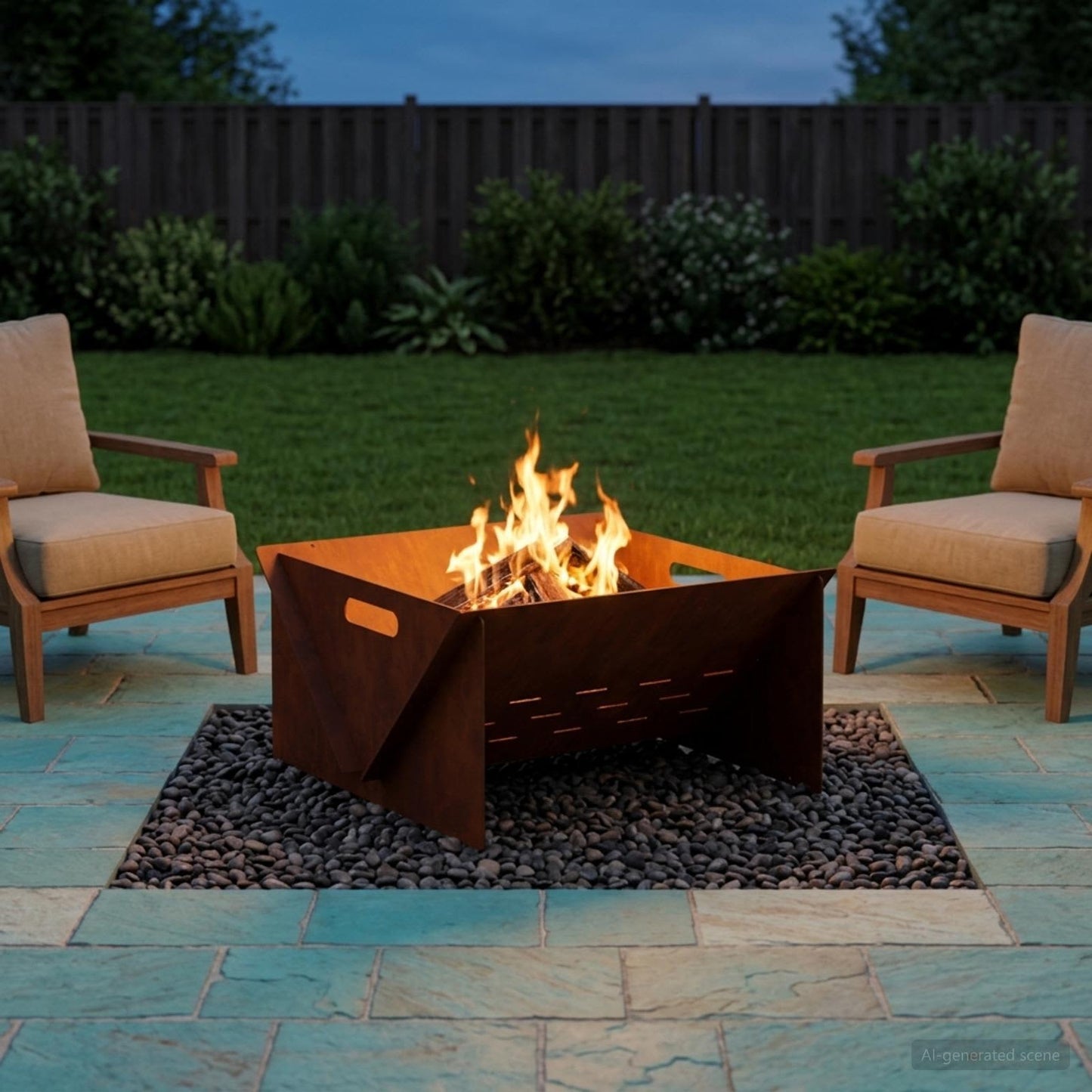 Fire Pit Rusty 40 x 40 x 20 cm Weathering Steel
