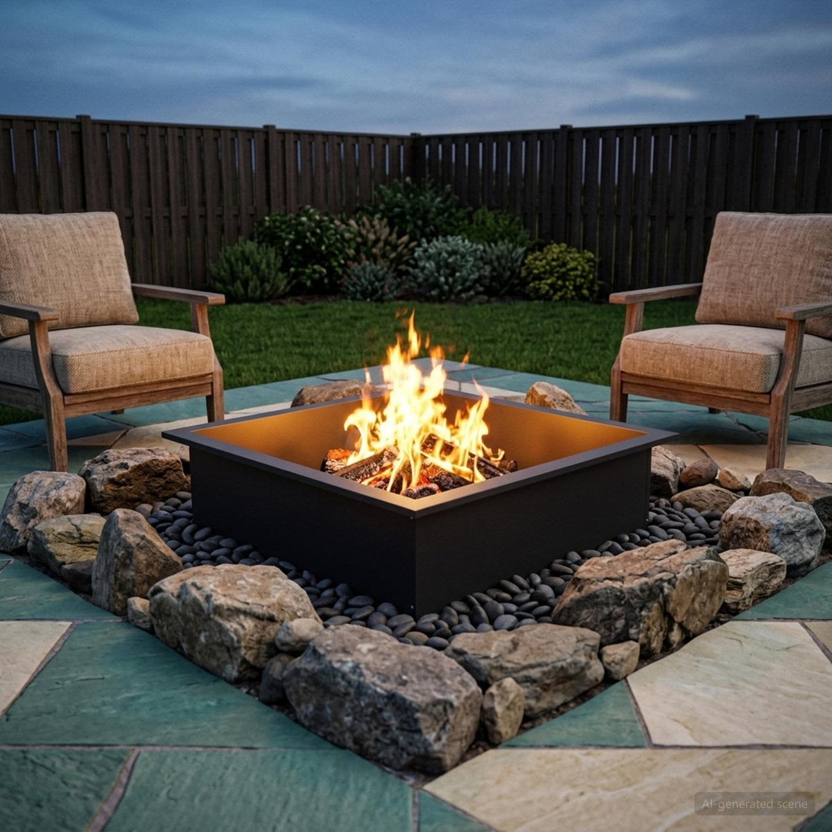 Fire Pit Ring Black 80 x 80 x 25 cm Steel
