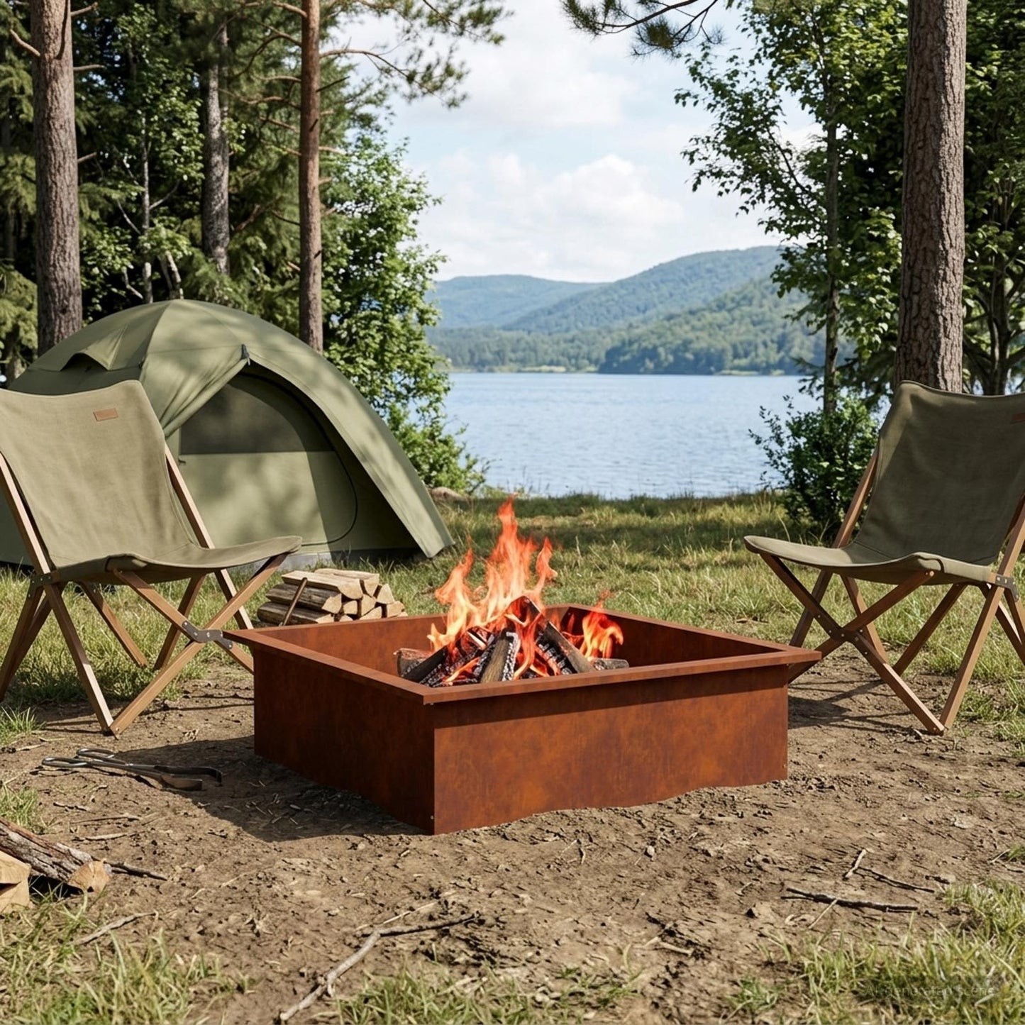 Fire Pit Ring Rusty 90 x 90 x 25 cm Weathering Steel