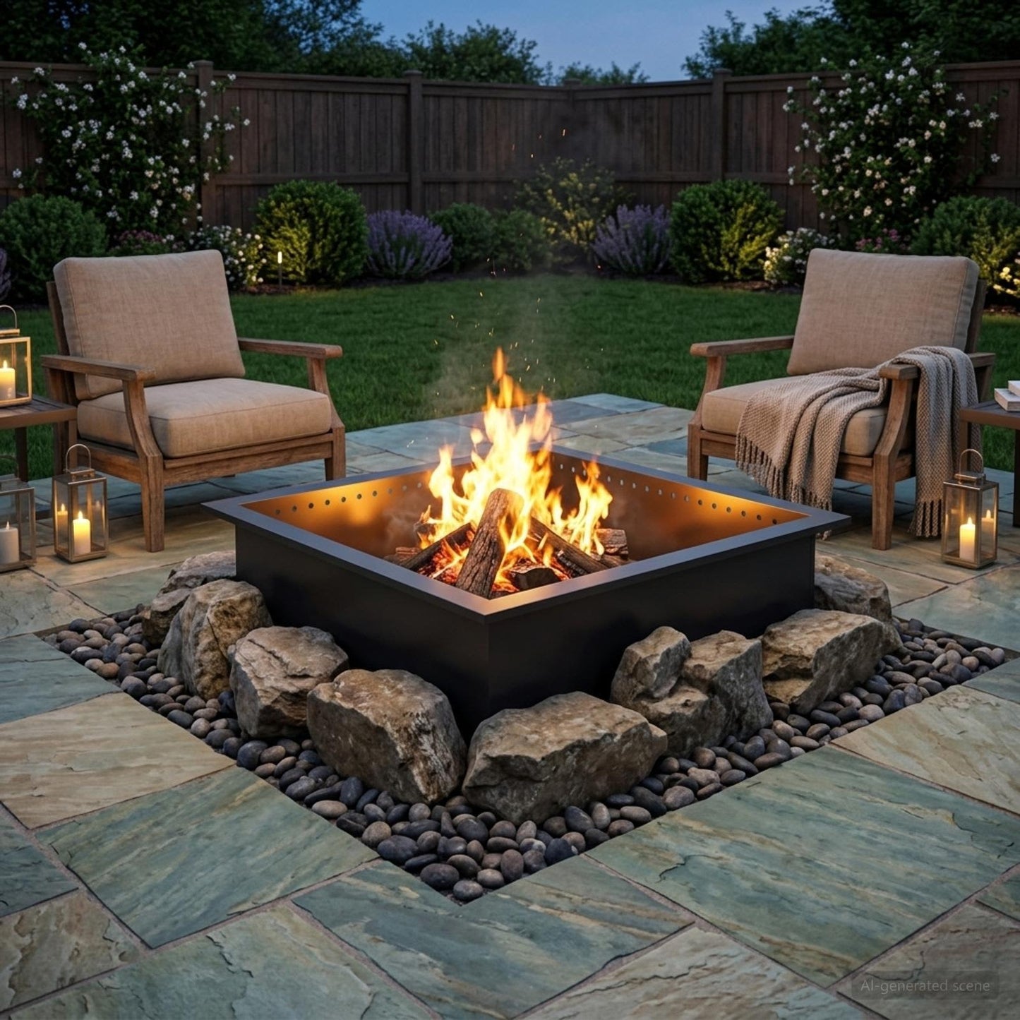 Fire Pit Ring Black 80 x 80 x 25 cm Steel