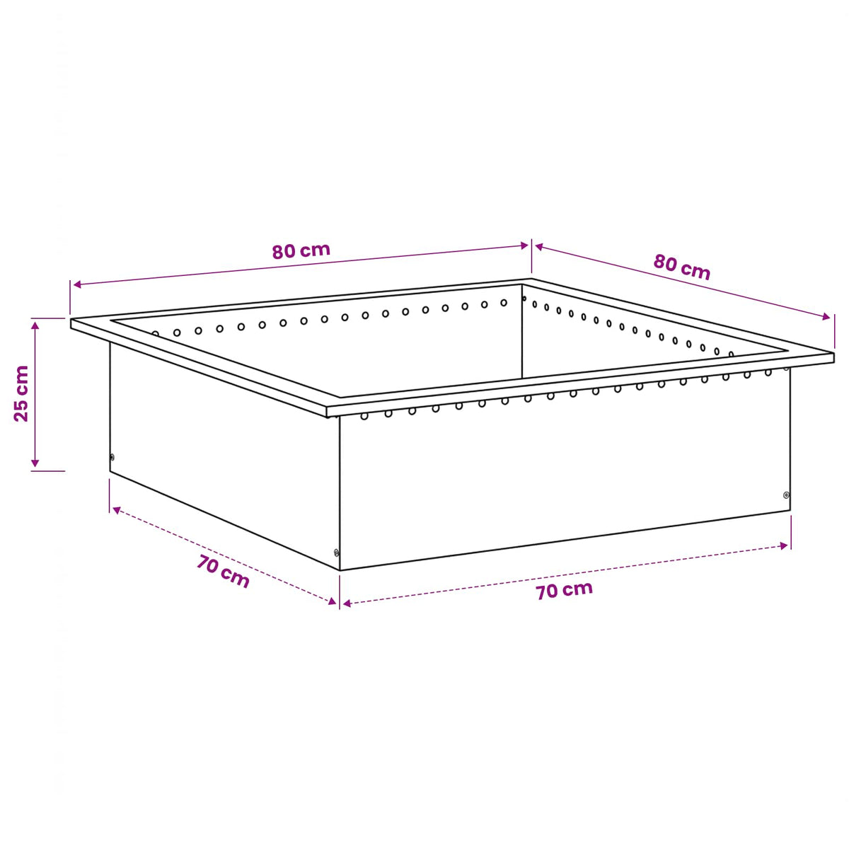 Fire Pit Ring Black 80 x 80 x 25 cm Steel