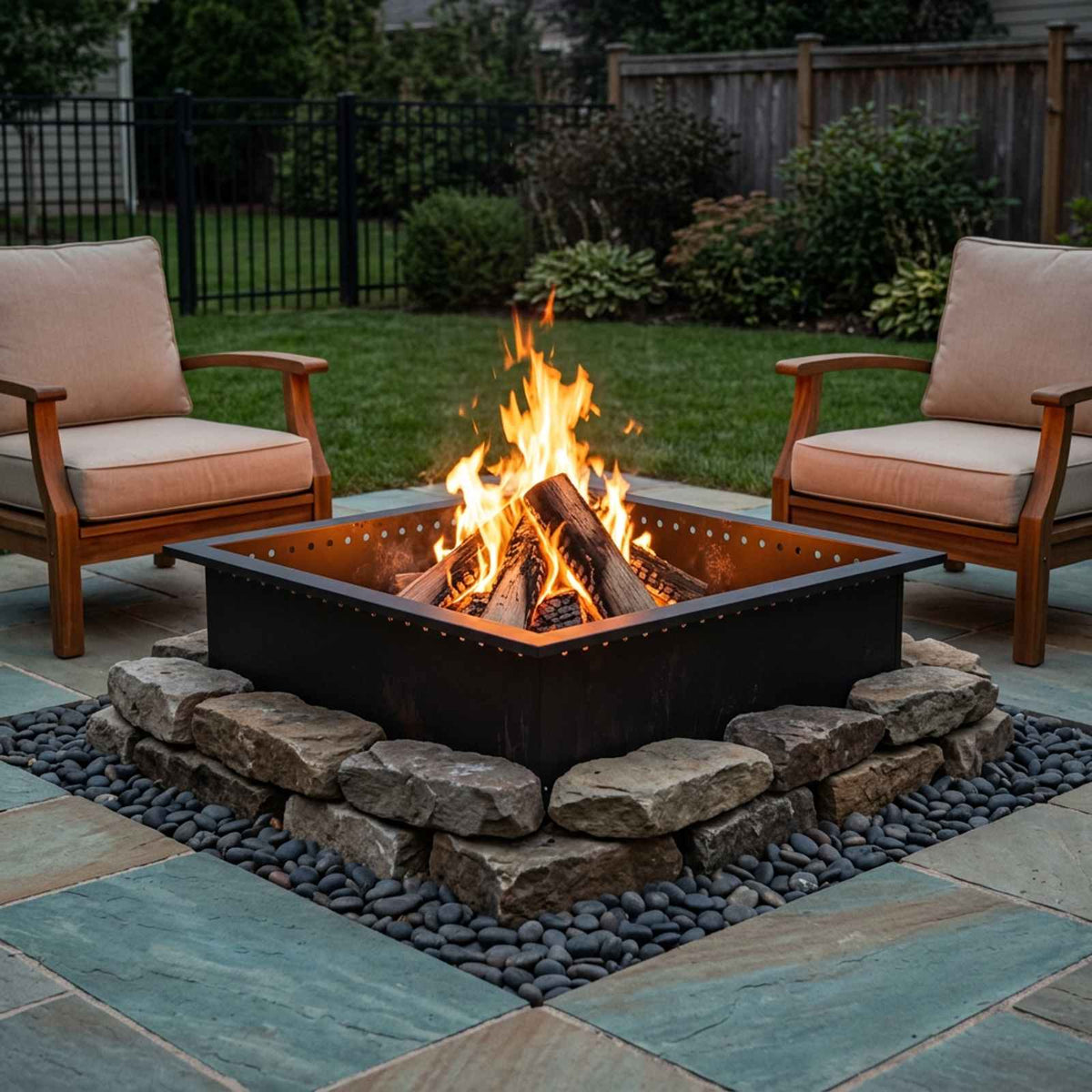 Fire Pit Ring Black 90 x 90 x 25 cm Steel