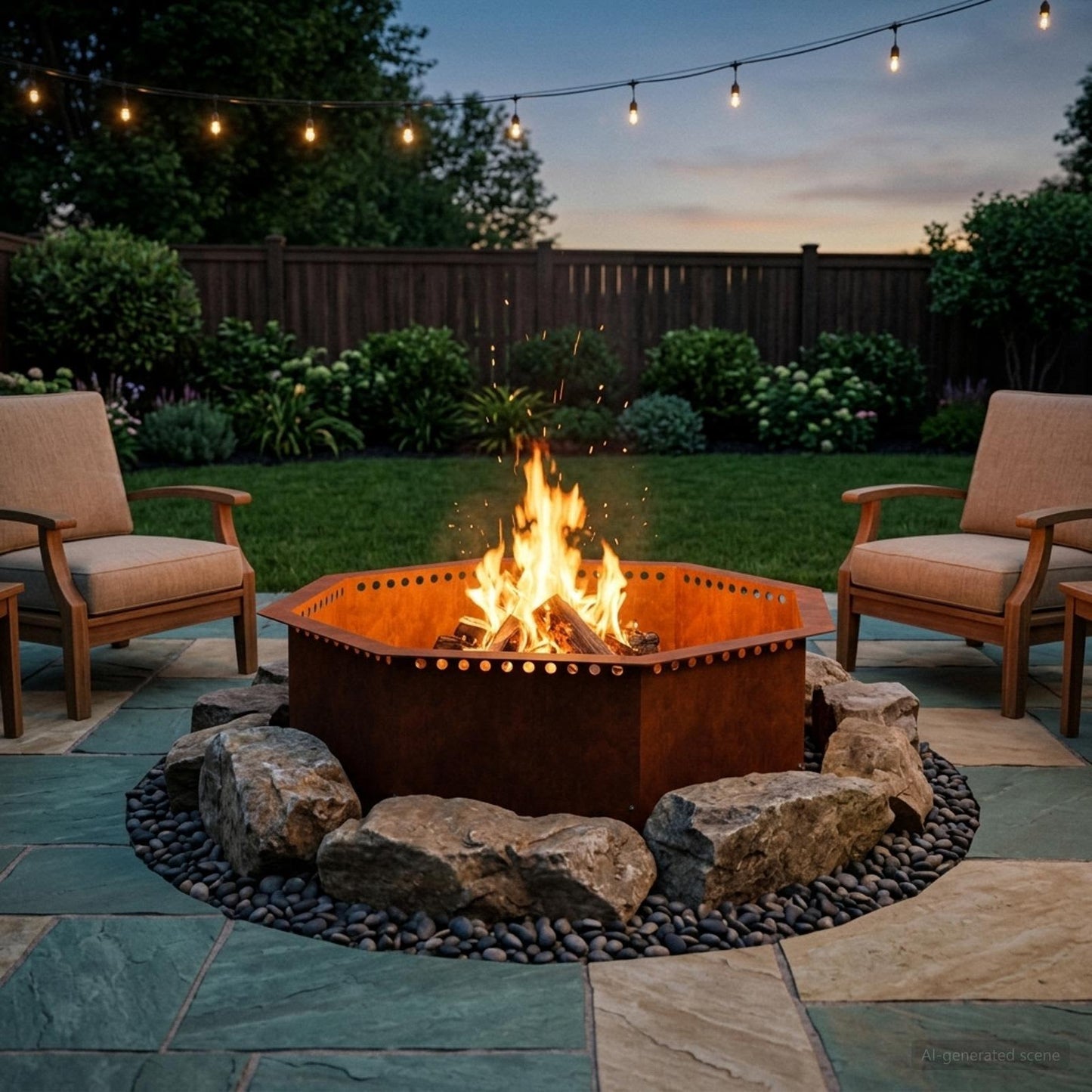Fire Pit Ring Rusty 80 x 80 x 25 cm Weathering Steel