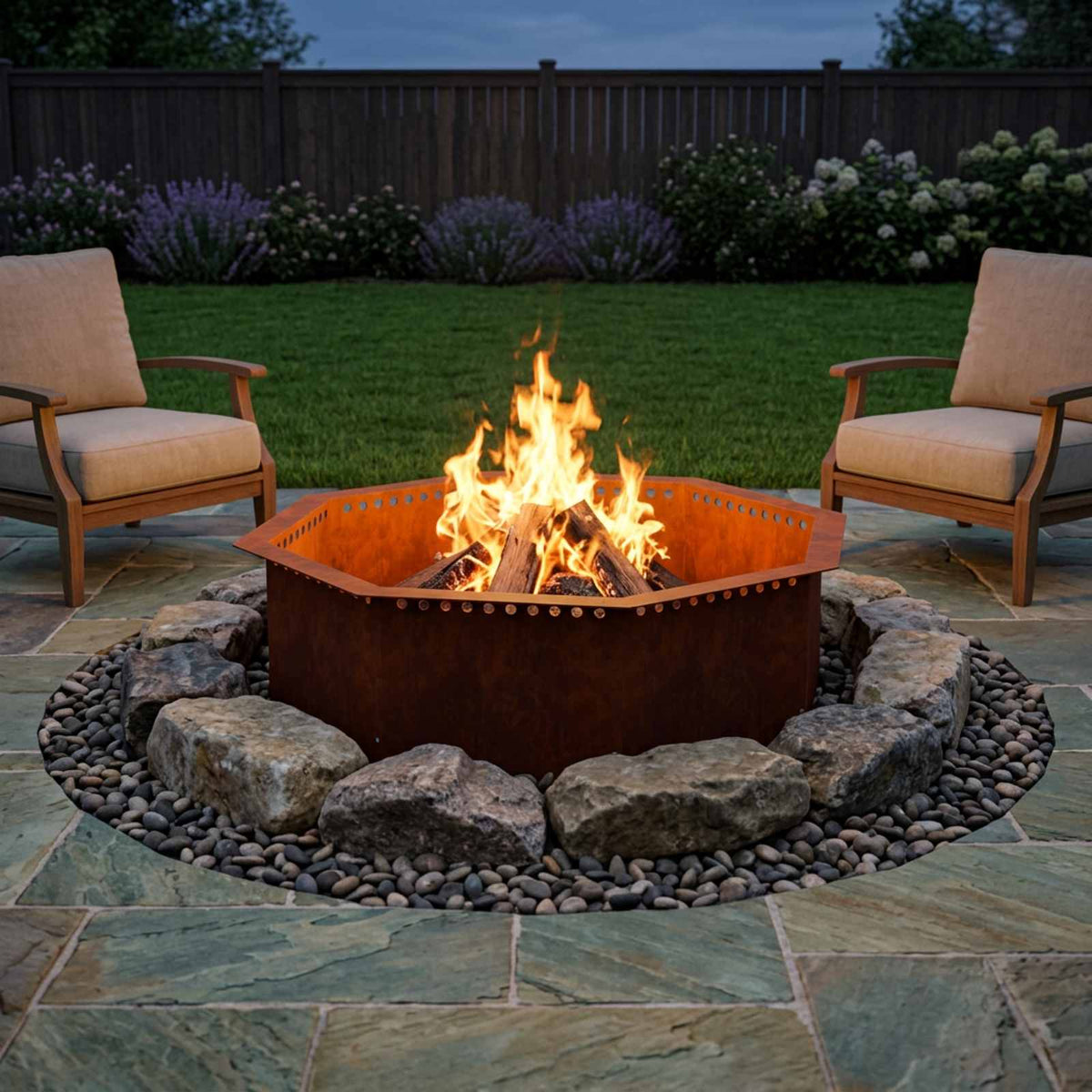 Fire Pit Ring Rusty 90 x 90 x 25 cm Weathering Steel