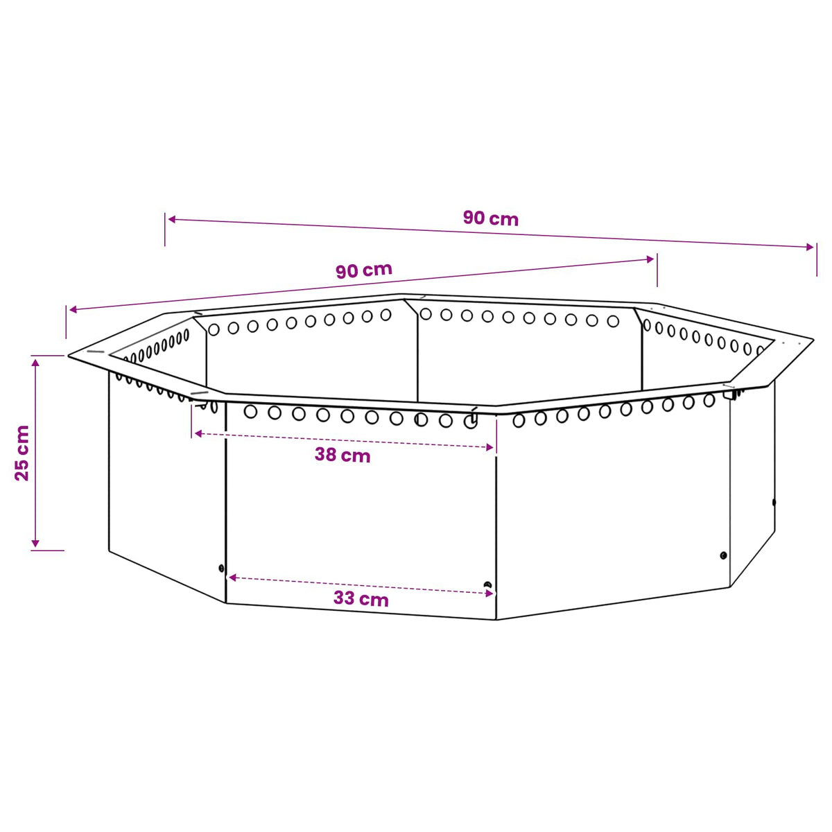 Fire Pit Ring Rusty 90 x 90 x 25 cm Weathering Steel