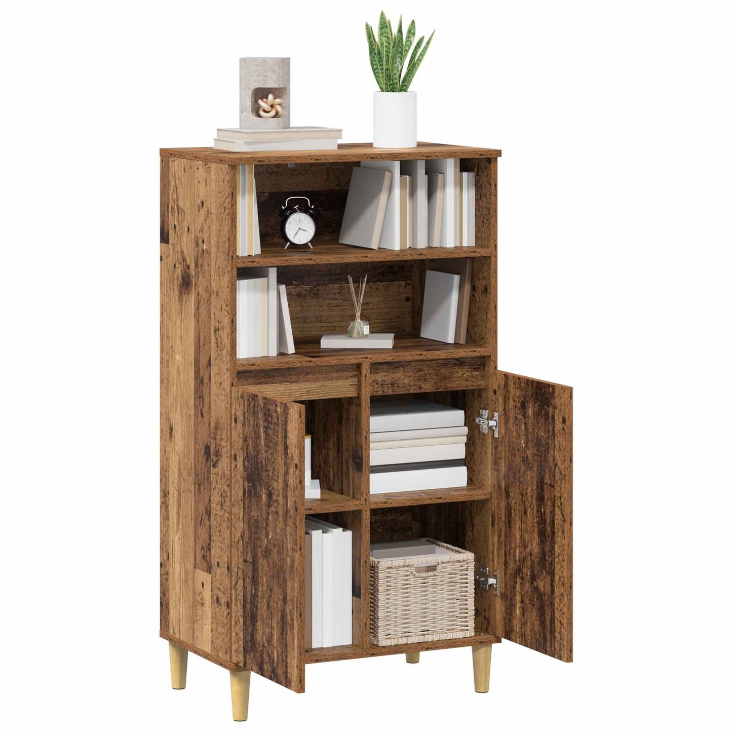 Highboard Oak Wood 60 x 36 x 110 cm Engineered Wood