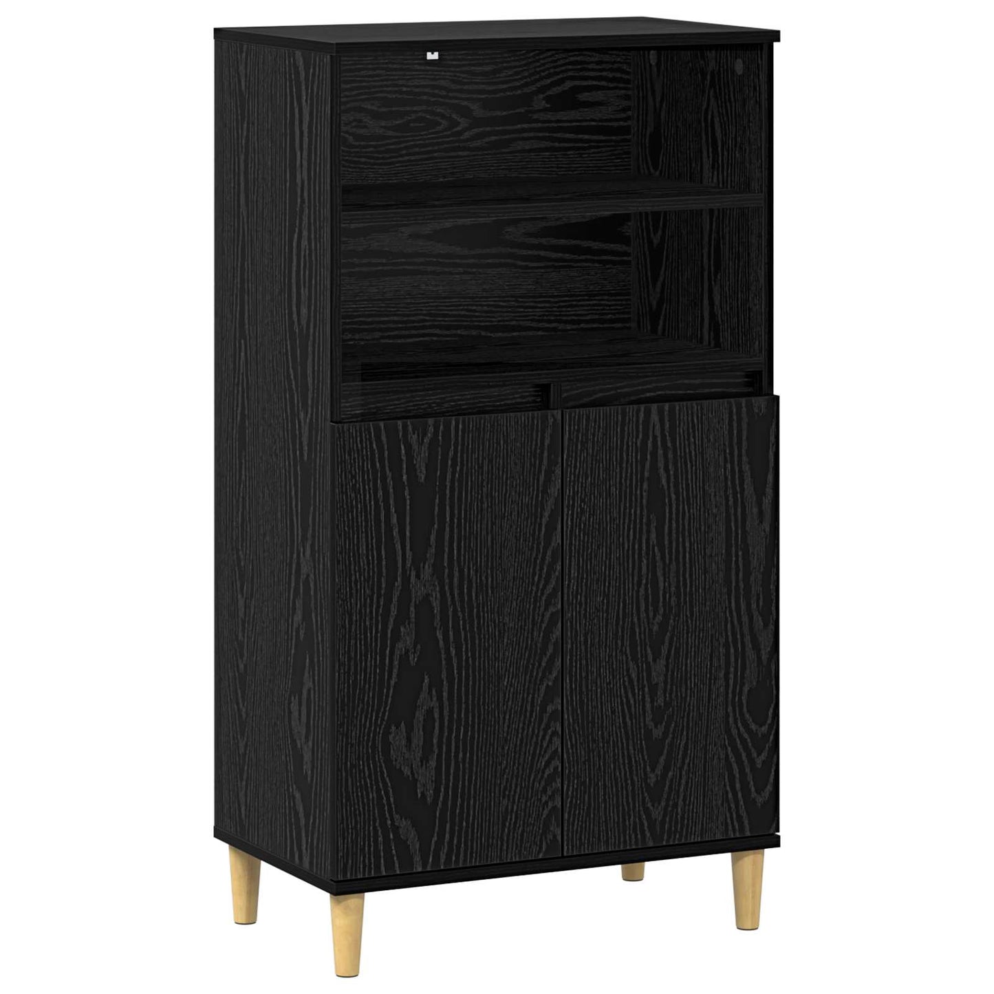 Highboard Black Oak 60 x 36 x 110 cm Engineered Wood