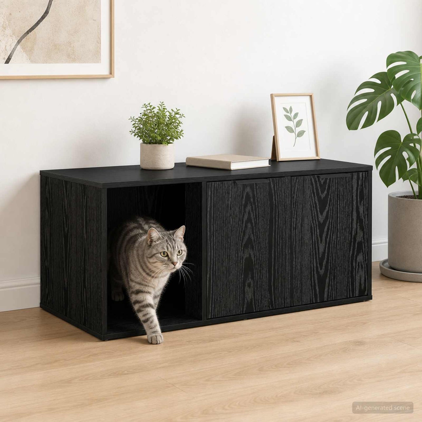 Cat Crate Furniture Black Oak 100 x 49 x 45 cm Engineered Wood