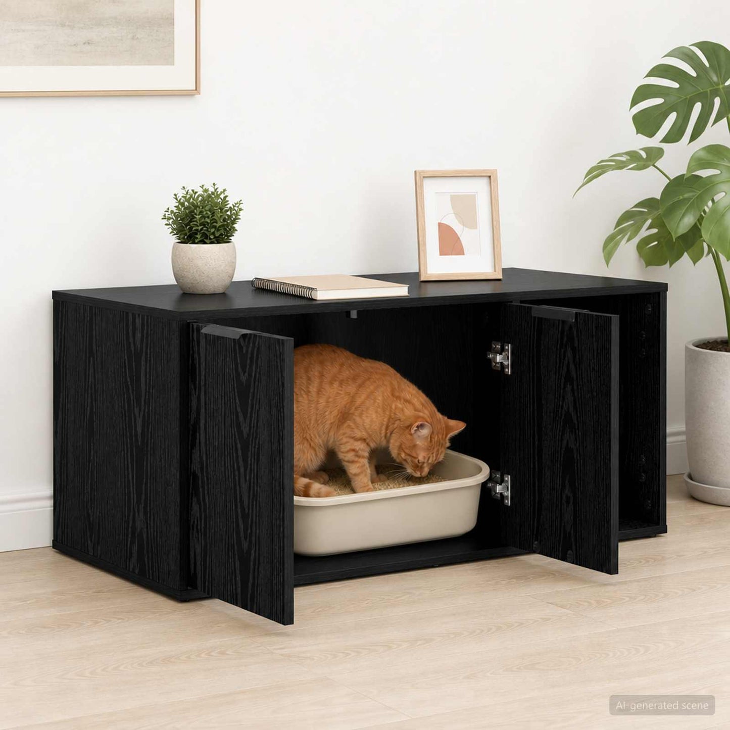 Cat Crate Furniture Black Oak 100 x 49 x 45 cm Engineered Wood