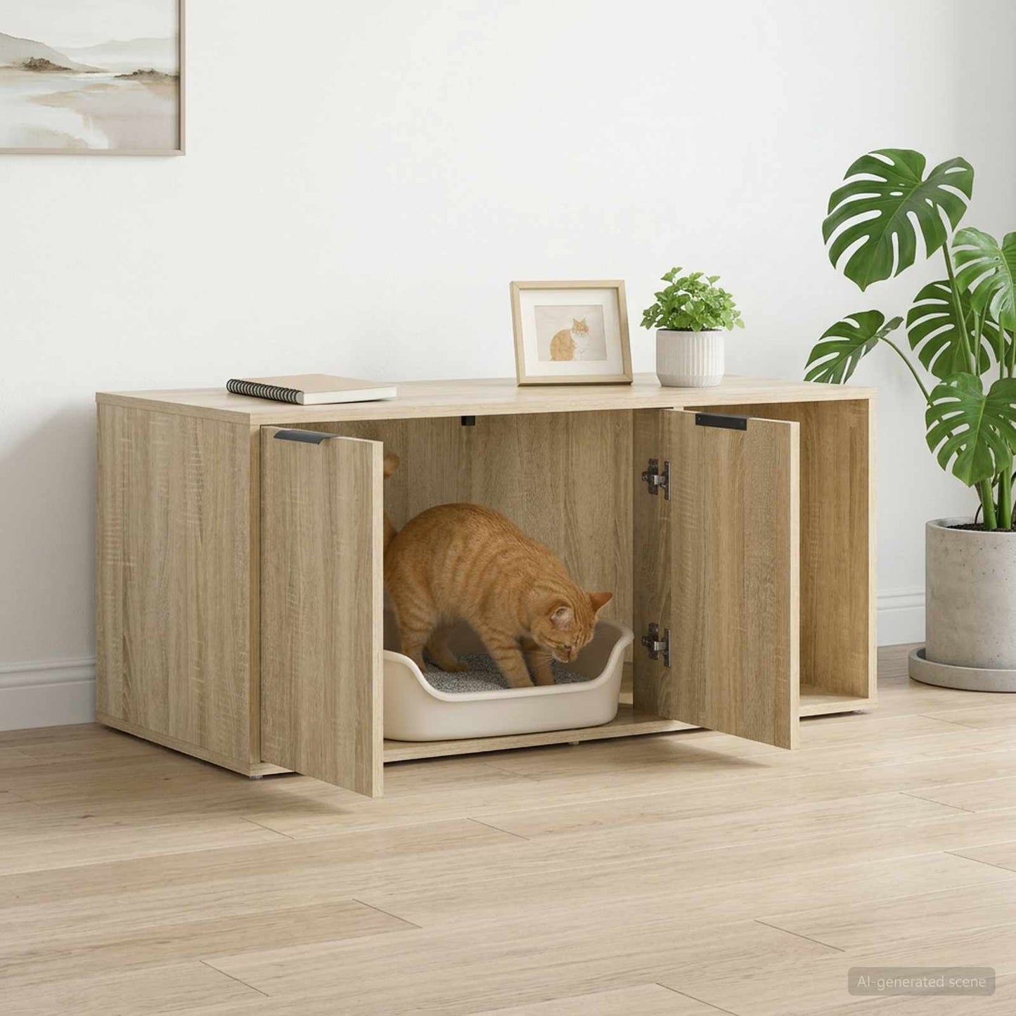 Cat Crate Furniture Sonoma Oak 100 x 49 x 45 cm Engineered Wood