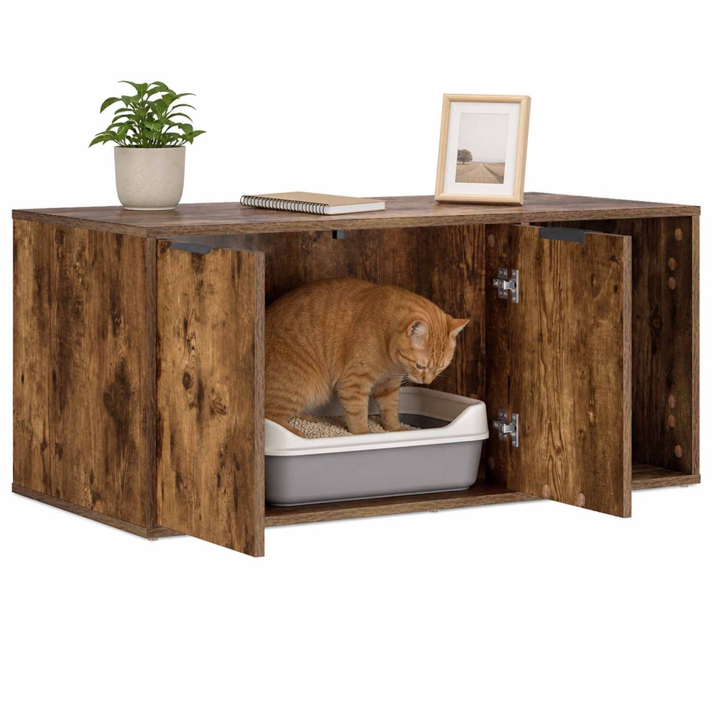 Cat Crate Furniture Smoked Oak 100 x 49 x 45 cm Engineered Wood