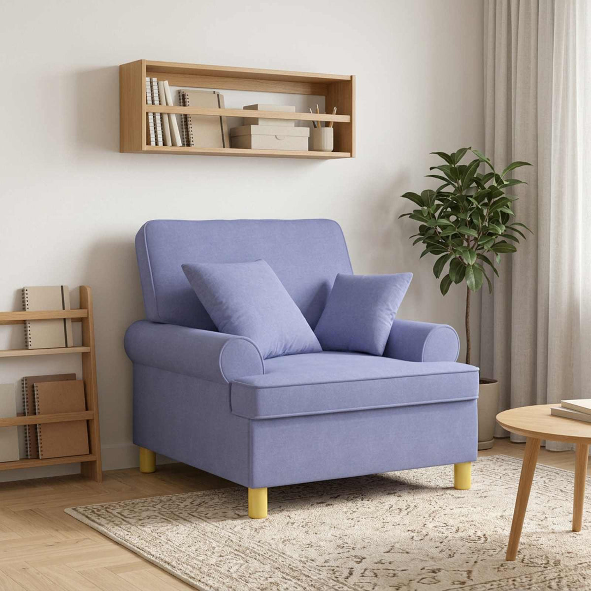 XL Armchair with Cushions Jeans Blue Fabric