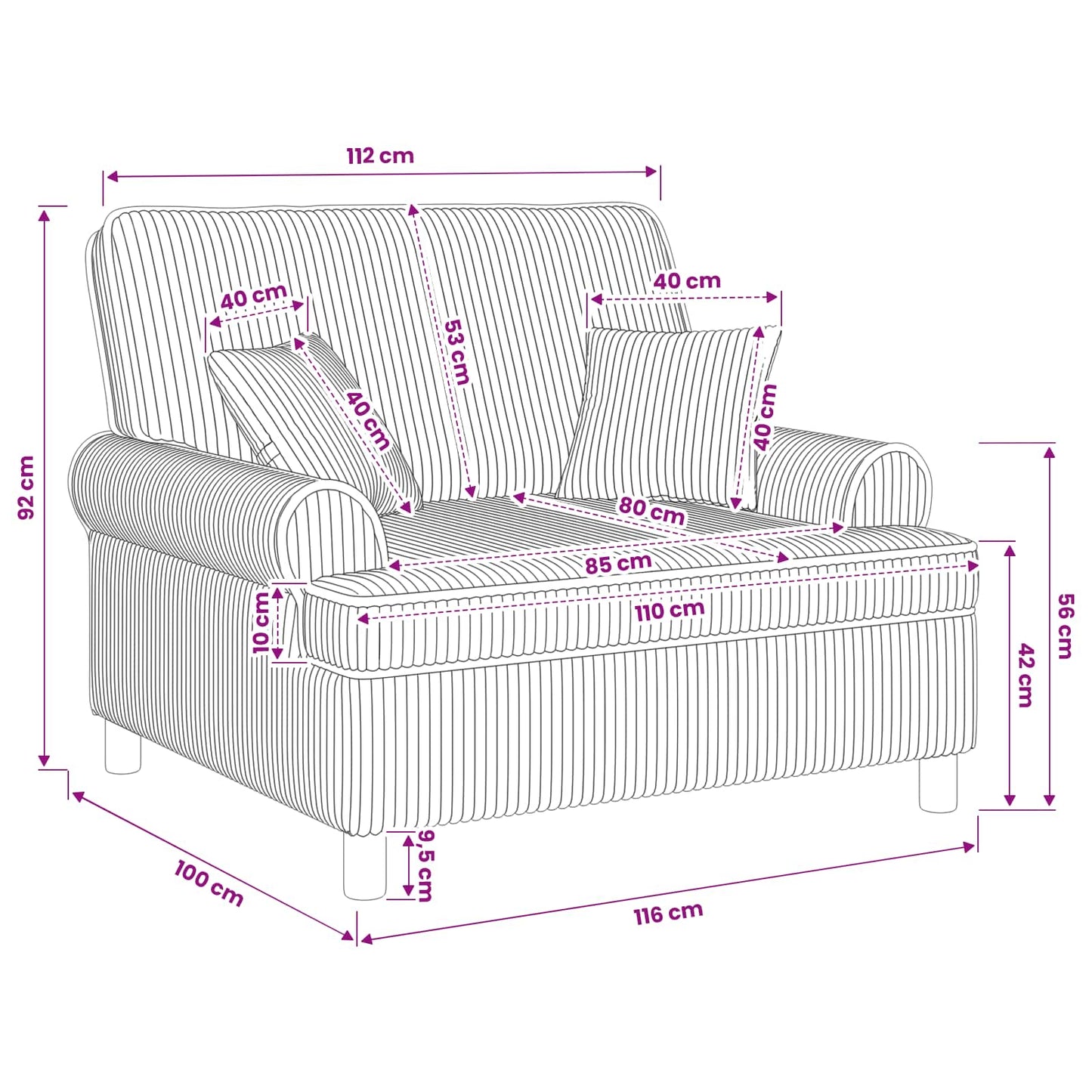 XXL Armchair with Cushions Cream 1.5 Lines Fabric