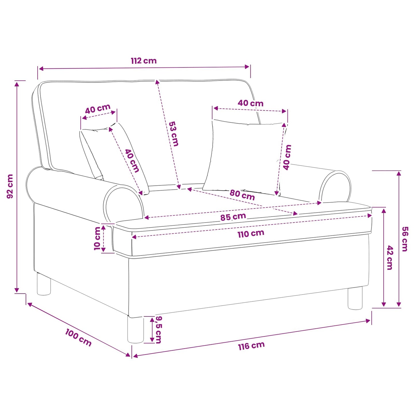 Armchair with Cushions Dark Grey Fabric