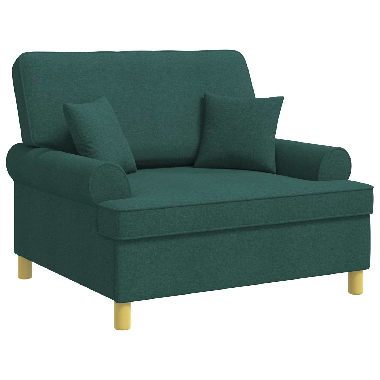 Armchair with Cushions Dark Green Fabric