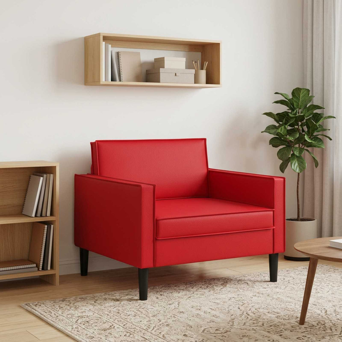 XL Armchair Red Faux Leather