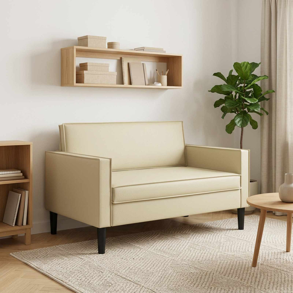 XXL Armchair Cream Faux Leather