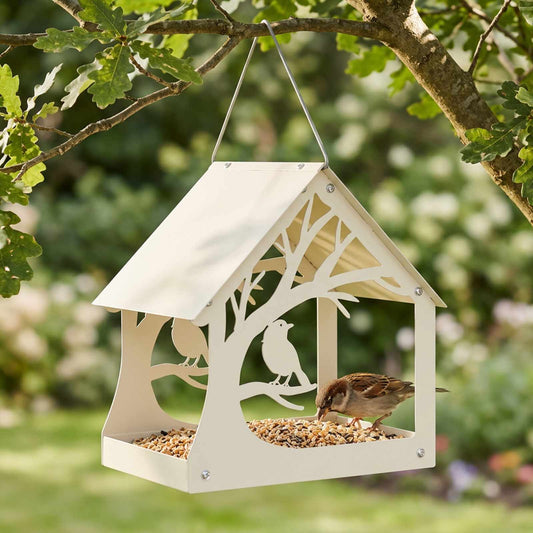 Hanging Bird Feeder Steel White