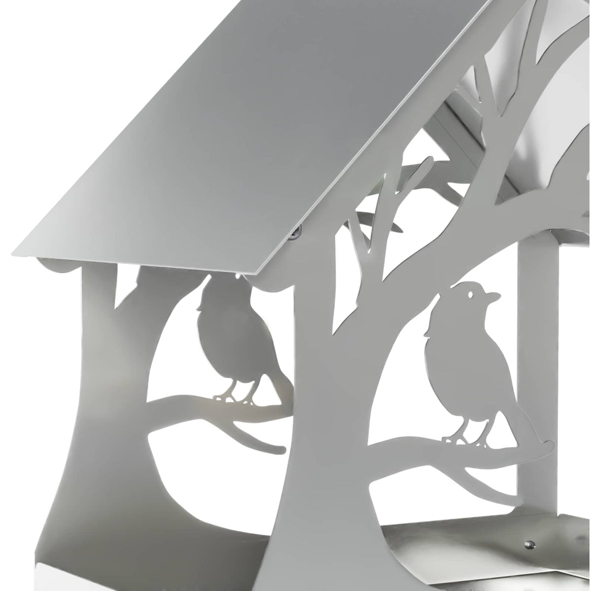 Hanging Bird Feeder Galvanised Steel Silver
