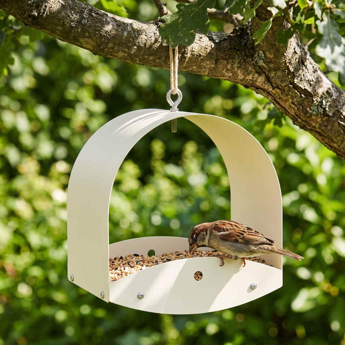 Hanging Bird Feeder Steel White