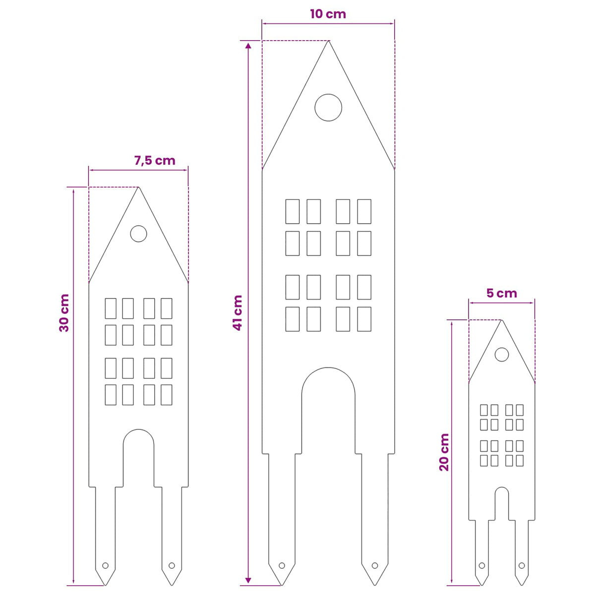 Garden Stake 3 pcs 41 x 10 x 0.08 cm Black Cold-rolled Steel