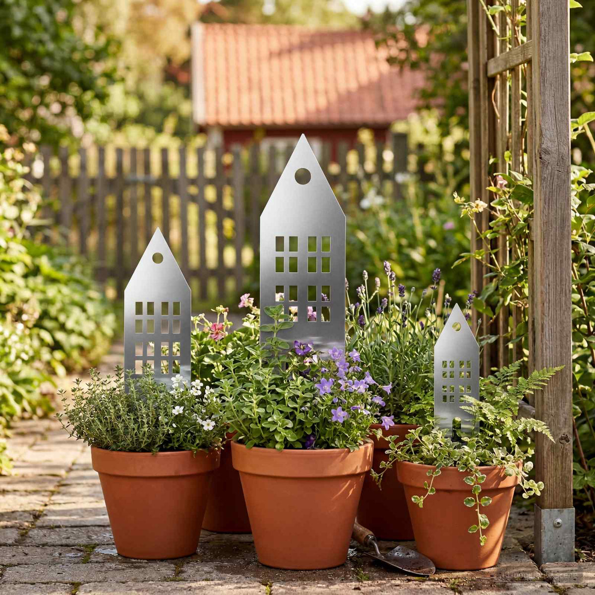 Garden Stake 3 pcs 41 x 10 x 0.08 cm Silver Galvanised Steel