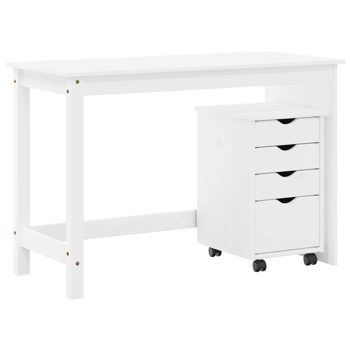 Desk Cabinet Set 2 pcs White Solid Pine Wood