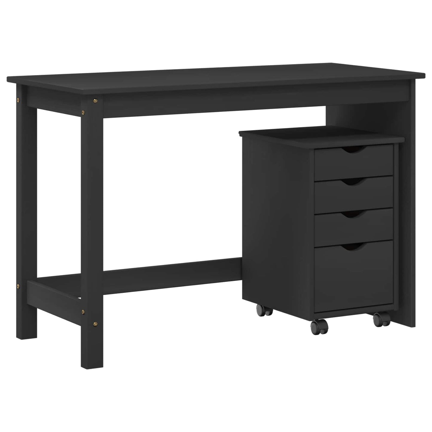 Desk Cabinet Set 2 pcs Grey Solid Pine Wood