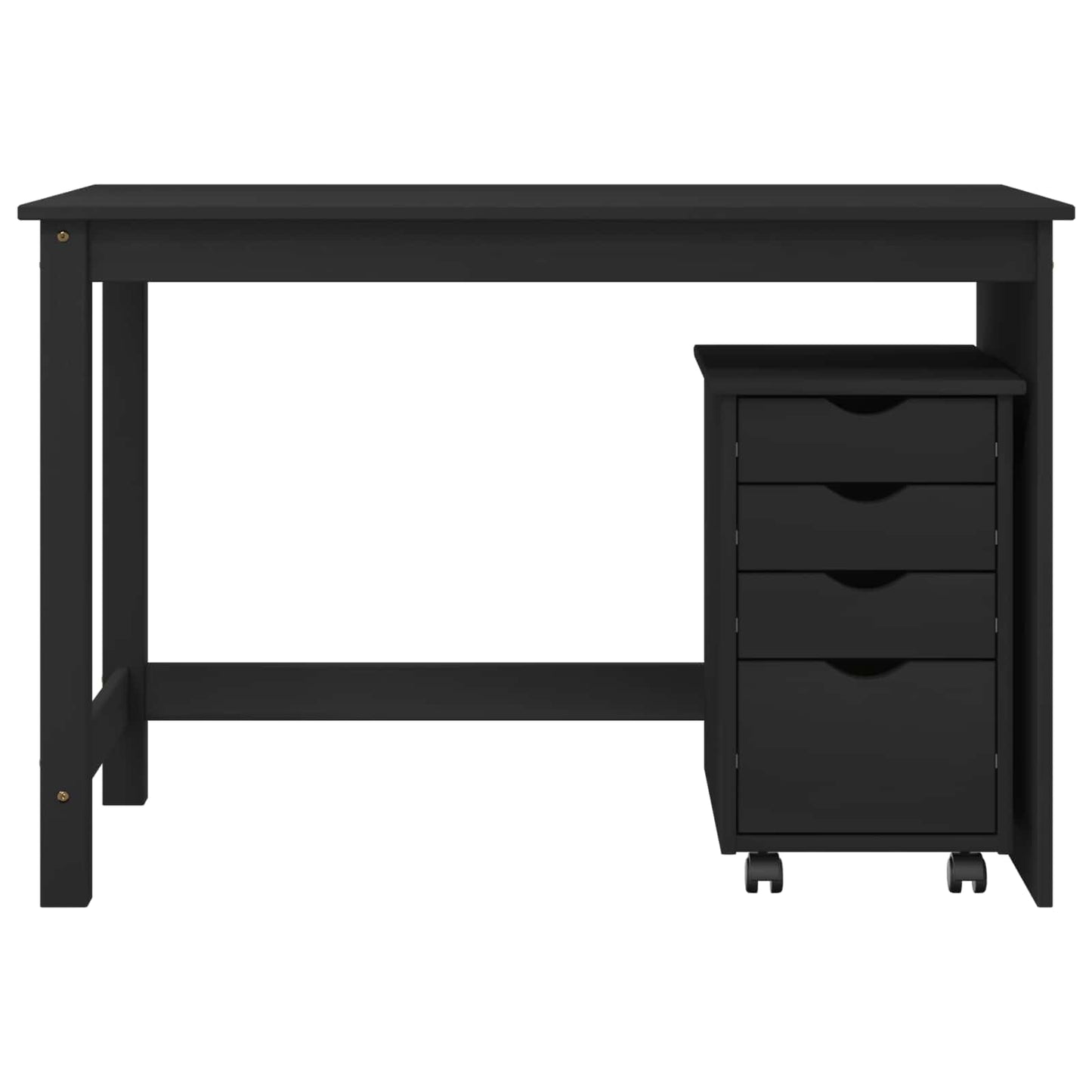 Desk Cabinet Set 2 pcs Black Solid Pine Wood