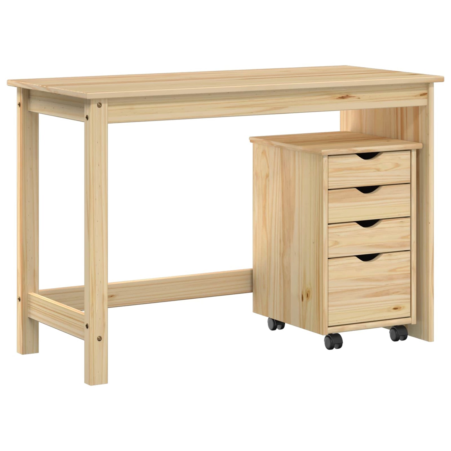 Desk Cabinet Set 2 pcs Brown Solid Pine Wood