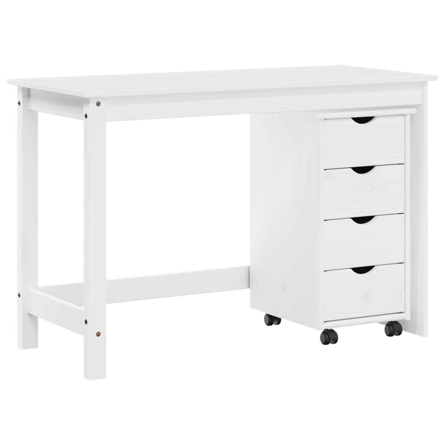 Desk Cabinet Set 2 pcs White Solid Pine Wood