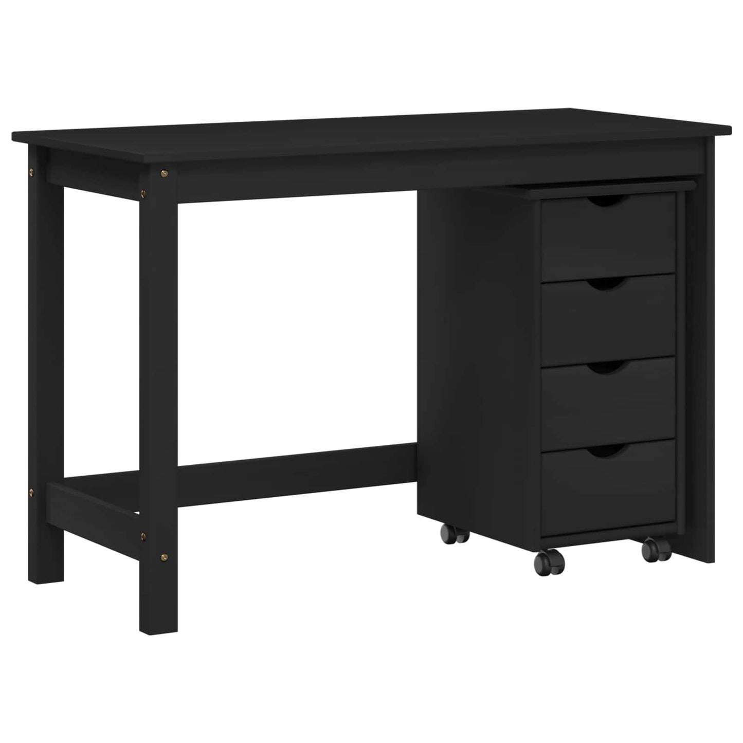 Desk Cabinet Set 2 pcs Black Solid Pine Wood