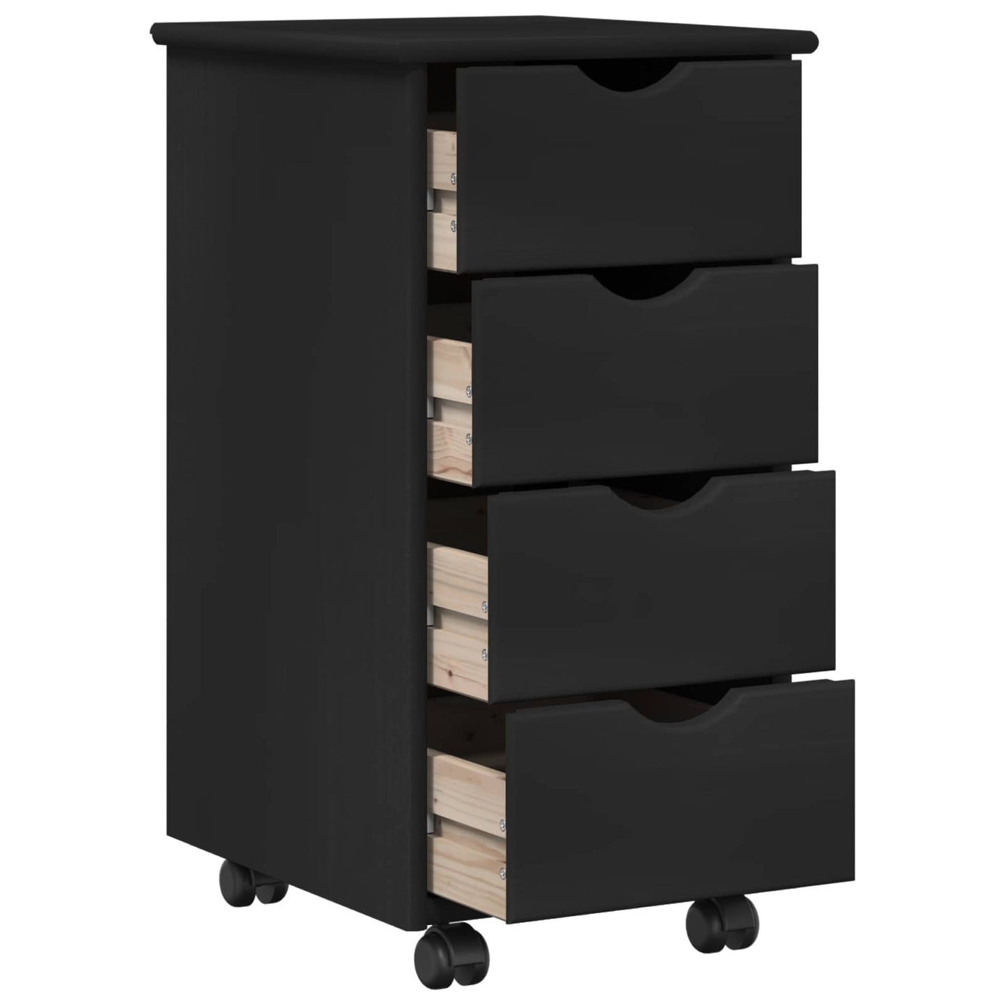 Desk Cabinet Set 2 pcs Black Solid Pine Wood