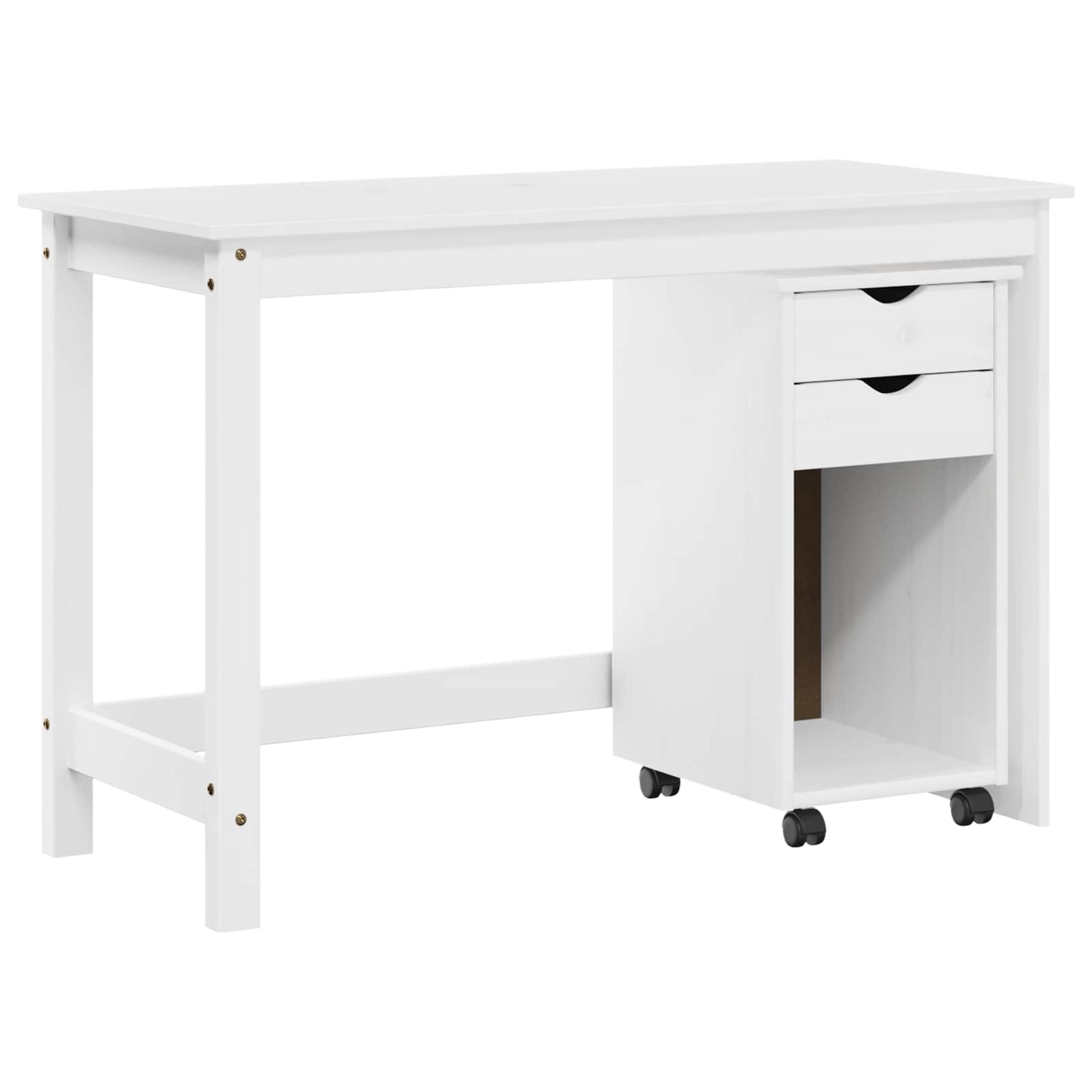 Desk Cabinet Set 2 pcs White Solid Pine Wood