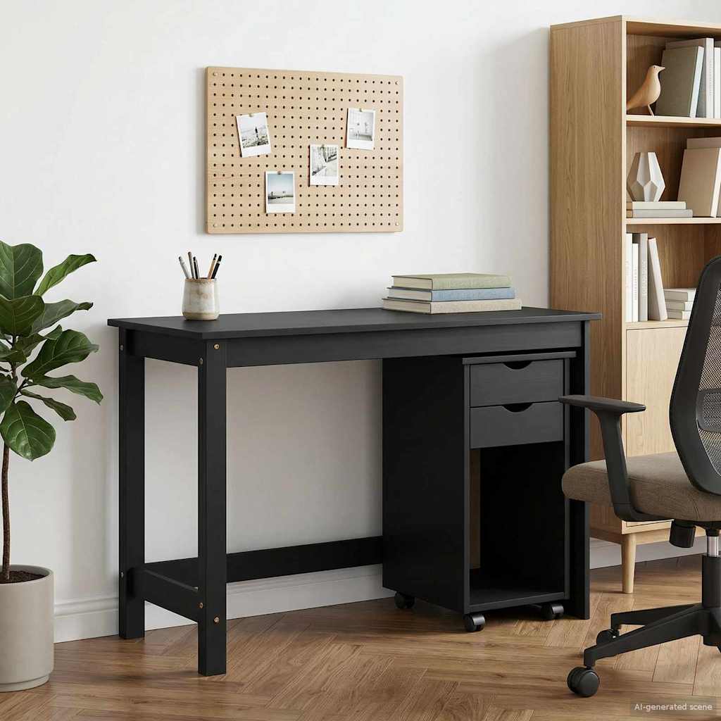 Desk Cabinet Set 2 pcs Grey Solid Pine Wood