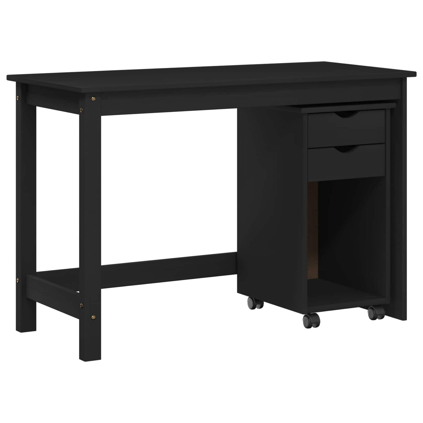 Desk Cabinet Set 2 pcs Black Solid Pine Wood
