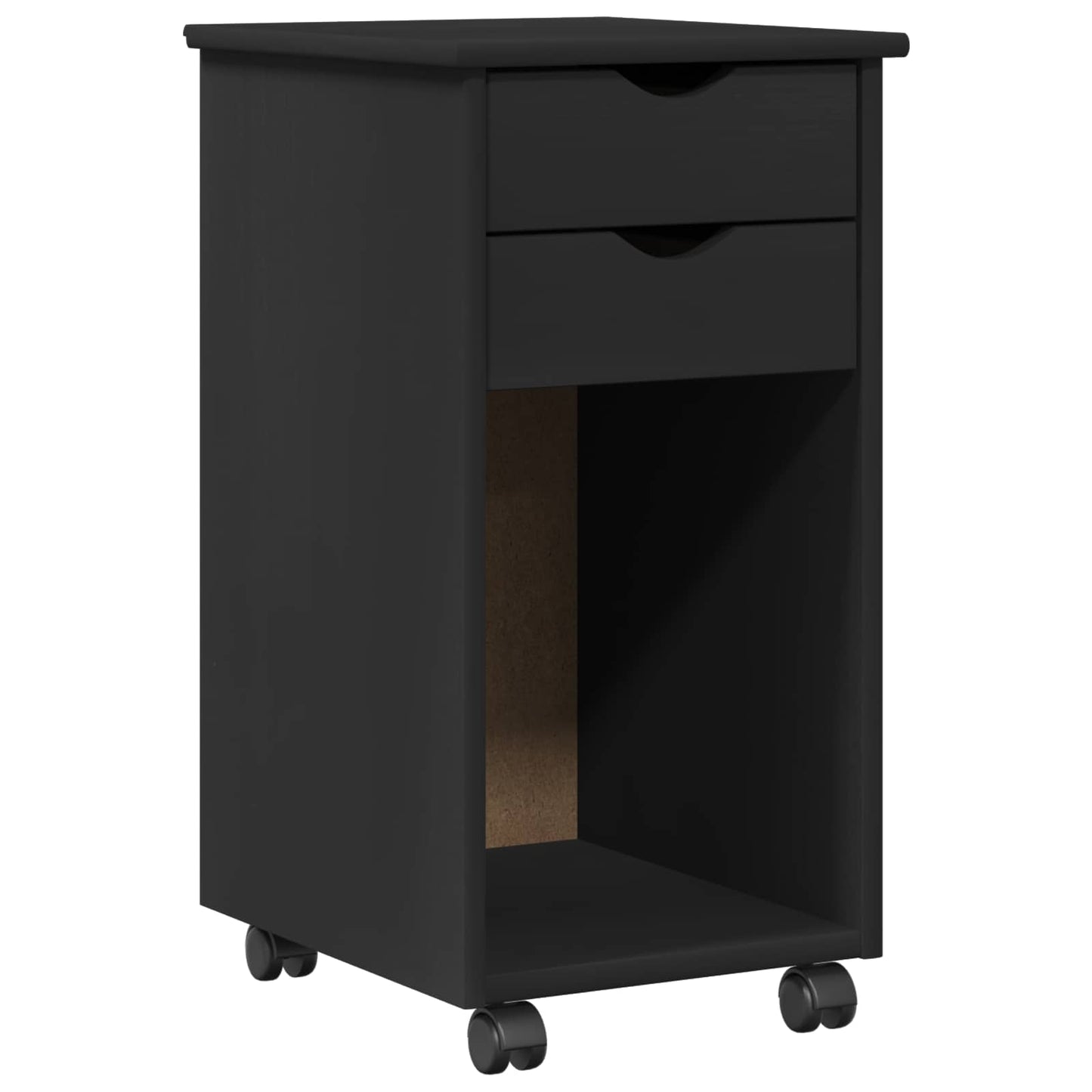 Desk Cabinet Set 2 pcs Black Solid Pine Wood
